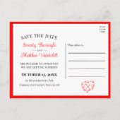 Whimsical Lovebirds Boho Red Wedding Save the Date 案内ポストカード (裏面)