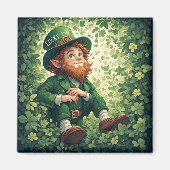 Whimsical Lucky-ish Leprechaun Lush Forest Magical マグネット (正面)