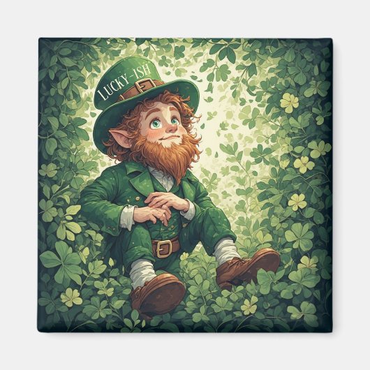 Whimsical Lucky-ish Leprechaun Lush Forest Magical マグネット (正面)