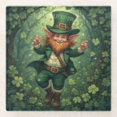 Whimsical Lucky-ish Leprechaun Lush Forest Nursery ガラスコースター (正面)