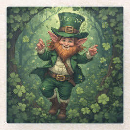 Whimsical Lucky-ish Leprechaun Lush Forest Nursery ガラスコースター