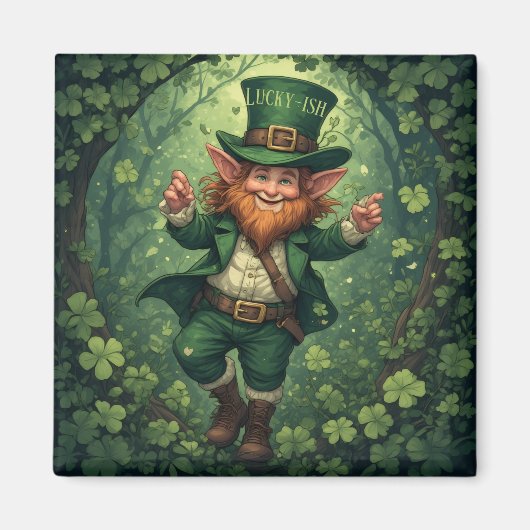 Whimsical Lucky-ish Leprechaun Lush Forest Nursery マグネット (正面)