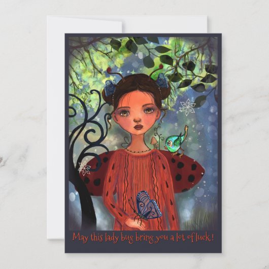 Whimsical Lucky Ladybug Get Well Card シーズンカード (正面)