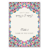 Whimsical Luxury Ivory Floral Style Border Wedding テーブルナンバー (正面)