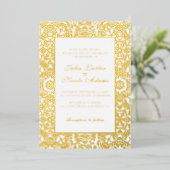 Whimsical Luxury Ivory Floral Style Border Wedding 箔招待状 (立ち正面)