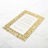 Whimsical Luxury Ivory Floral Style Border Wedding 箔招待状 (回転した状態)