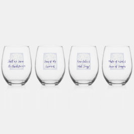 Whimsical Mahjong Toile Wine Glasses - Set of 4 ステムなしワイングラス