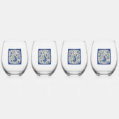 Whimsical Mahjong Toile Wine Glasses - Set of 4 ステムなしワイングラス (裏面)