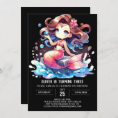 Whimsical Majestic Mermaid Birthday 招待状 (正面/裏面)