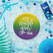 Whimsical Mardi Gras Party Typography Design Ombre ペーパープレート (パーティー)