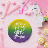 Whimsical Mardi Gras Party Typography Design Ombre ペーパープレート (パーティー)