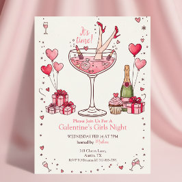 Whimsical Martini Galentine's Invitation 招待状