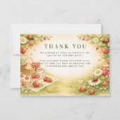 Whimsical Meadow Lady Bug 1st Birthday サンキューカード (正面)