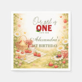 Whimsical Meadow Lady Bug 1st Birthday スタンダードカクテルナプキン (正面)