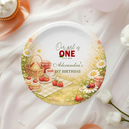 Whimsical Meadow Lady Bug 1st Birthday ペーパープレート