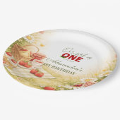 Whimsical Meadow Lady Bug 1st Birthday ペーパープレート (アングル)