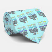Whimsical Menorah Men's Light Blue Neck Tie ネクタイ (ロール)