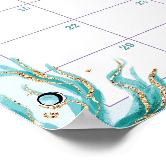 Whimsical Mermaid Guess Baby's Arrival Birth Game  ポスター (角)