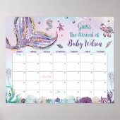 Whimsical Mermaid Guess Baby's Arrival Birth Game  ポスター (正面)