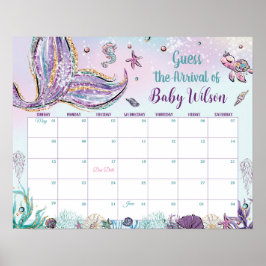 Whimsical Mermaid Guess Baby's Arrival Birth Game  ポスター