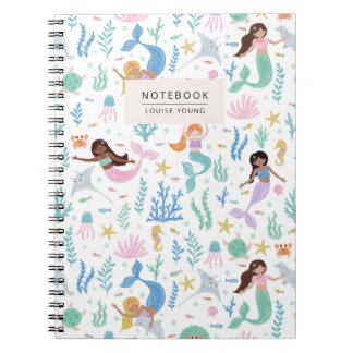 Whimsical Mermaid & Ocean Friends Pattern Notebook ノートブック