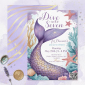 Whimsical Mermaid Tail Dive into Five 5th Birthday 招待状