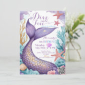 Whimsical Mermaid Tail Dive into Five 5th Birthday 招待状 (スタンド正面)