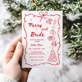 Whimsical Merry and Bride Holiday Bridal Shower 招待状