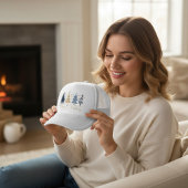 Whimsical Merry Christmas Festive Trees Blue Gold キャップ