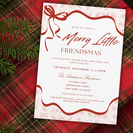 Whimsical Merry Little Friendsmas Christmas Party 招待状
