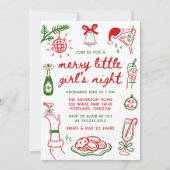 Whimsical Merry Little Girl's Night Christmas 招待状 (正面)