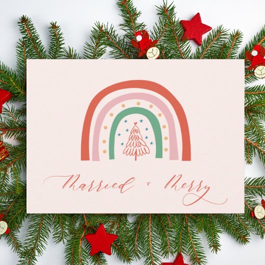 Whimsical Merry Married Calligraphy Wedding サンキューカード