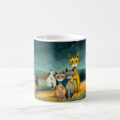Whimsical Midnight Garden Folk Art Cats コーヒーマグカップ (中央)