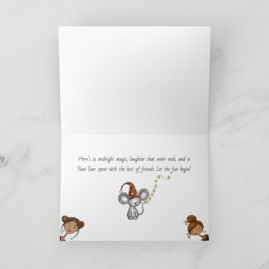 Whimsical Midnight Magic New Year Greeting Card シーズンカード (内部)