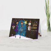 Whimsical Midnight Magic New Year Greeting Card シーズンカード (正面)