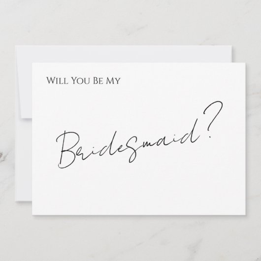Whimsical Minimal Script Bridesmaid Proposal Card 招待状 (正面)
