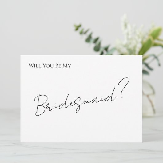Whimsical Minimal Script Bridesmaid Proposal Card 招待状 (スタンド正面)