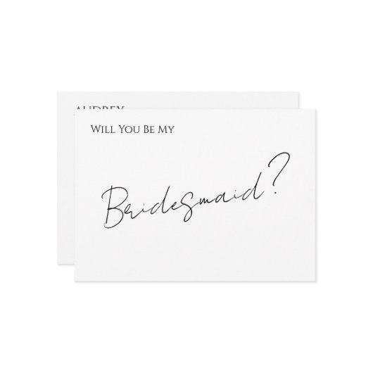 Whimsical Minimal Script Bridesmaid Proposal Card 招待状 (正面/裏面インサイチュ)