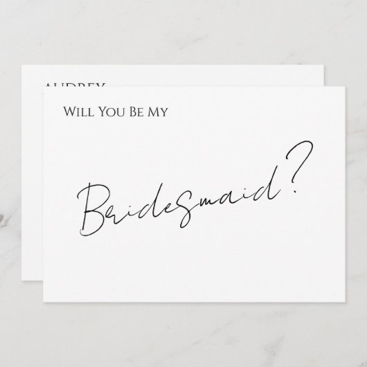 Whimsical Minimal Script Bridesmaid Proposal Card 招待状 (正面/裏面)