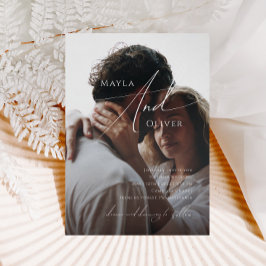  whimsical minimalist Script カジュアル フォト ウェディング 招待状