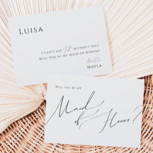 Whimsical Minimalist Script Maid of Honor Card 招待状