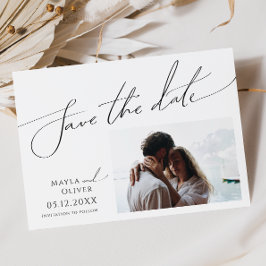 Whimsical Minimalist Script Photo Horizontal セーブザデート