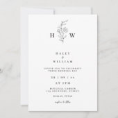  whimsical minimalist script simple white wedding 招待状 (正面)