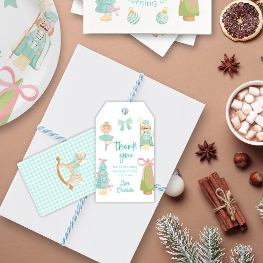 Whimsical Mint Nutcracker Birthday Gift Tag ギフトタグ