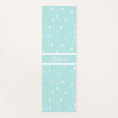 Whimsical Minty Green Daisy Floral Script Name  ヨガマット (正面)