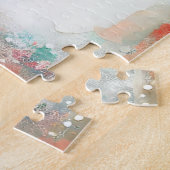 Whimsical mixed media Red Robin Bird Heart ジグソーパズル (側面)