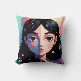 Whimsical Modern Art Throw Pillow クッション