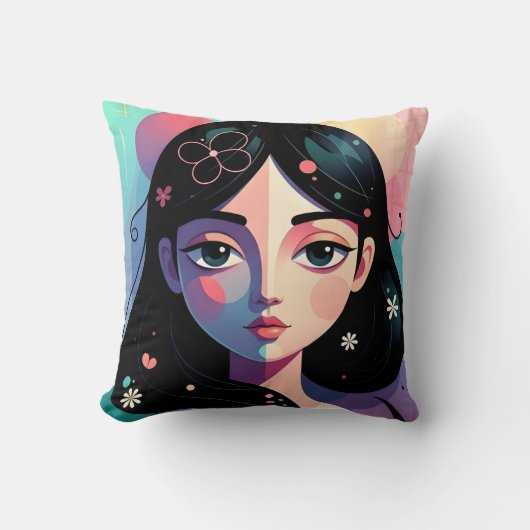 Whimsical Modern Art Throw Pillow クッション (正面)