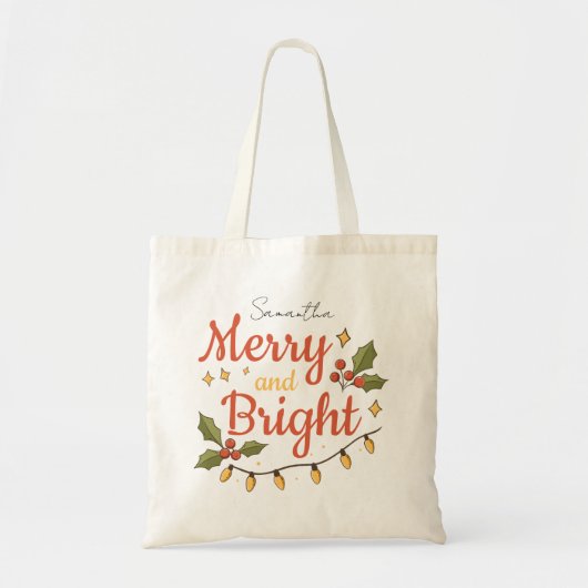 Whimsical Modern Christmas Holiday Tote Bag トートバッグ (正面)