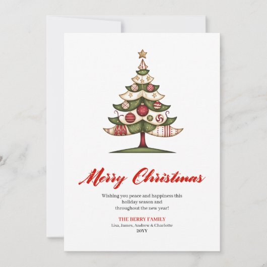 Whimsical Modern Christmas Tree Greeting Printable シーズンカード (正面)